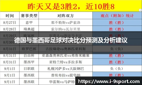 德国与墨西哥足球对决比分预测及分析建议